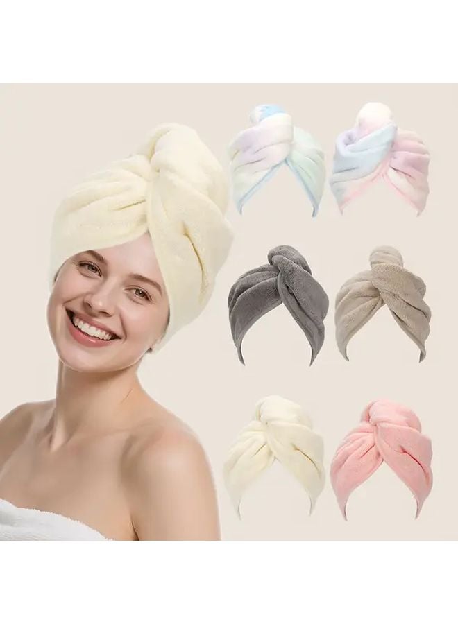 Khaki Beige Hair Drying Towel 2pcs High Absorbency Quick Dry Turban Wrap - Image 1